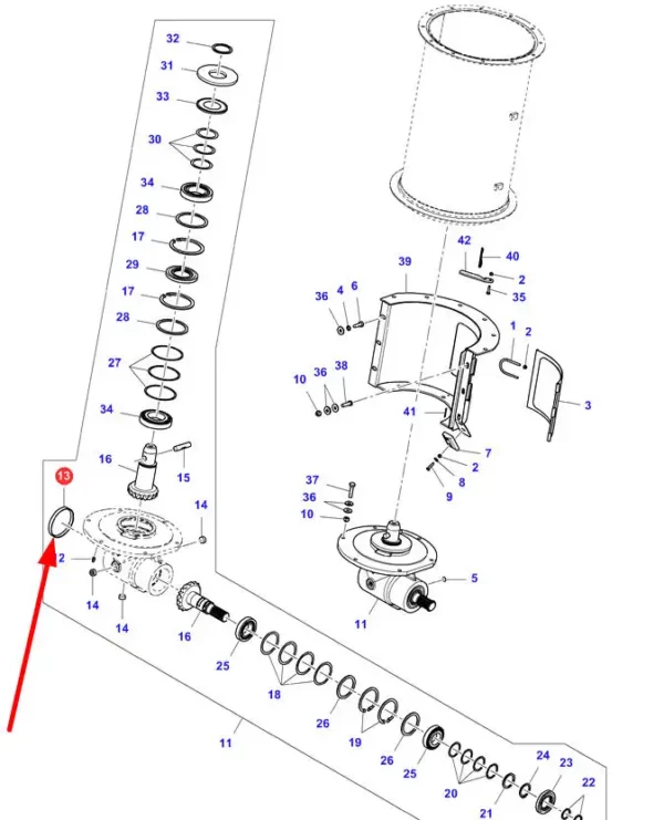 Oryginalny korek uszczelniający zbiornika ziarna o wymiarach  L-110mm i numerze katalogowym 7061438M1, stosowany w kombajnach zbożowych marek Challenger, Fendt oraz Massey Ferguson schemat.