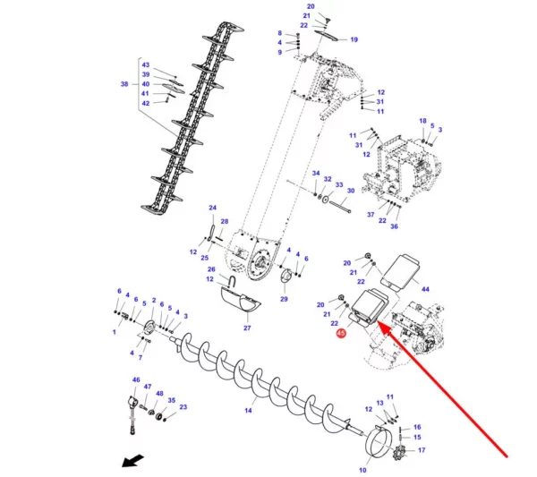 Oryginalny czujnik plew, stosowany w kombajnach marki Massey Ferguson schemat