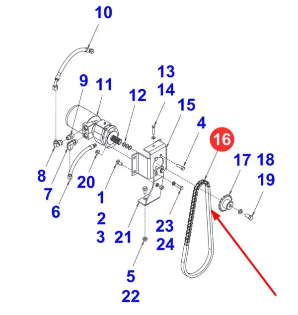 Oryginalna spinka łańcucha 12A-1 o numerze katalogowym 70914584, stosowana w maszynach rolniczych marek Challenger, Fendt,Valtra oraz Massey Ferguson schemat.
