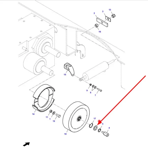 Oryginalna podkładka mechanizmu hamulca postojowego o wymiarze 1" i numerze katalogowym 70919393, stosowana w kombajnach zbożowych marki Massey Ferguson, Fendt, Challenger schemat.