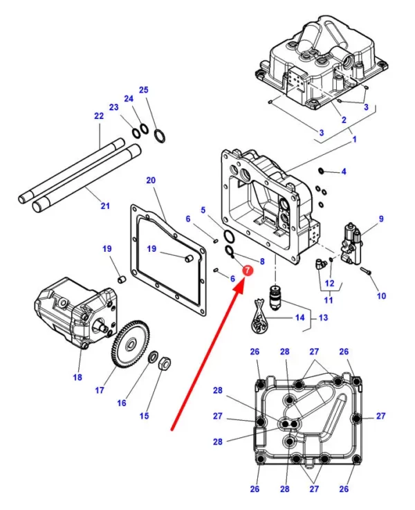 Oryginalny pierścień oring, o wymiarach 6 x 1.78 mm i numerze katalogowym 70923558, stosowany w wielu maszynach rolniczych marek Massey Ferguson i Challenger.-schemat