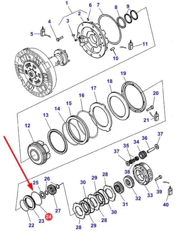 Oryginalny pierścień oring o numerze katalogowym 70923659, stosowany w ciągnikach rolniczych marki Massey Ferguson schemat.