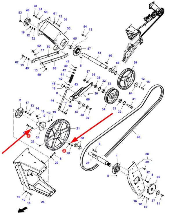 Oryginalna tulejka, stosowana w mocowaniu koła pasowego, w mechanizmie wyładowywania ziarna, w kombajnach zbożowych marki Fendt oraz Massey Ferguson schemat.