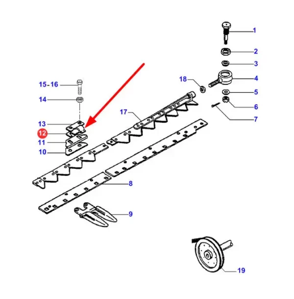 Oryginalna płytka regulacyjna hederu o numerze katalogowym 71148214, stosowana w hederach marki Massey Ferguson.