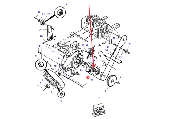 Oryginalne łożysko samonastawne o oznaczeniu 206-104W i numerze katalogowym 71308984, stosowane w prasach kostkujących, wielkogabarytowych marek Massey Ferguson i Fendt schemat