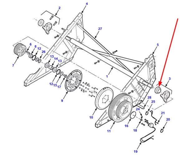 Oryginalne łożysko samonastawne wału mechanizmu rotora, stosowane w kombajnach marek Challenger, Fendt, Massey Ferguson i Valtra schemat