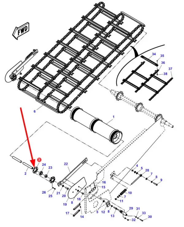 Oryginalna obudowa łożyska o numerze katalogowym 71370634, stosowana w kombajnach zbożowch marek Challenger, Fendt, Valtra oraz Massey Ferguson schemat