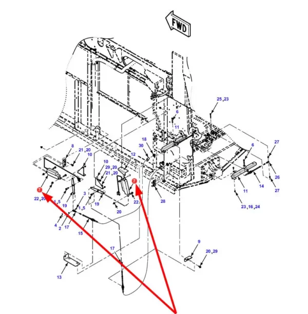 Oryginalny siłownik elektryczny regulacji sit o numerze katalogowym 71407568, stosowany w kombajnach zbożowych marek Massey Ferguson, Fendt, Challenger schemat.