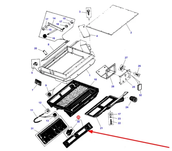 Oryginalny filtr kabinowy o numerze katalogowym 72503339, stosowany w ciągnikach rolniczych marki Massey Ferguson schemat.