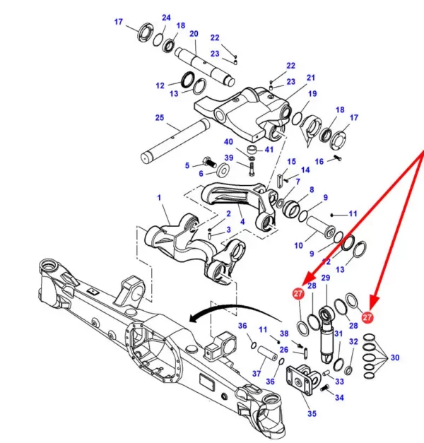 Oryginalna podkładka dystansowa amortyzacji przedniej osi o wymiarach 83 x 61 x 3,5mm i numerze katalogowym 7300106302, stosowana w ciągnikach rolniczych marek Massey Ferguson oraz Challenger schemat.