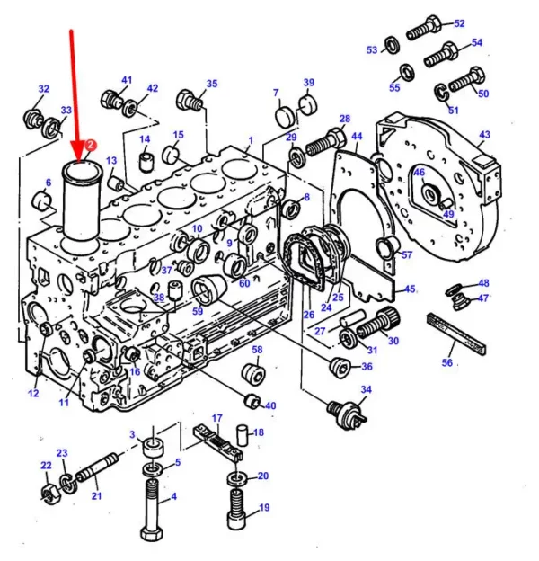 Oryginalna tuleja cylindrowa o wymiarach 98,48 x 227,28 mm i numerze katalogowym 744131M1, stosowana w ciągnikach marki Massey Ferguson schemat.