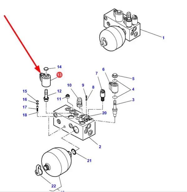 Oryginalna cewka elektromagnetyczna bloku zaworów o numerze katalogowym 7602601801, stosowana w ciągnikach rolniczych marek Challenger oraz Massey Ferguson schemat.