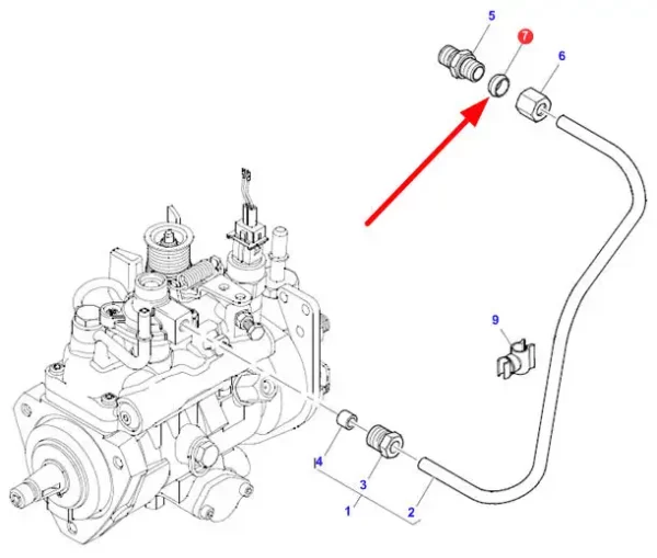 Oryginalna baryłka przewodu paliwowego o numerze katalogowym 827276M1, stosowana w maszynach i pojazdach rolniczych marki Challenger, Valtra oraz Massey Ferguson schemat