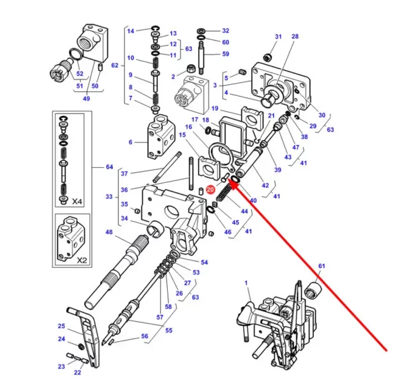 Oryginalny sworzeń pompy podnośnika o wymiarach 1/4 x 1,062 mm i numerze katalogowym 831130M1, stosowany w ciągnikach rolniczych marki Massey Ferguson schemat.