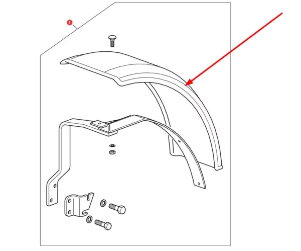 Oryginalny komplet błotników przednich o numerze katalogowym 9.22276.17.9, stosowany w ciągnikach rolniczych Massey Ferguson. schemat