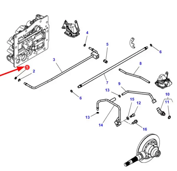 Oryginalny pierścień oring o wymiarach 7,59 x 2,62 mm i numerze katalogowym 941558, stosowany w ciągnikach rolniczych marki Massey Ferguson, Valtra oraz Challenger- schemat.