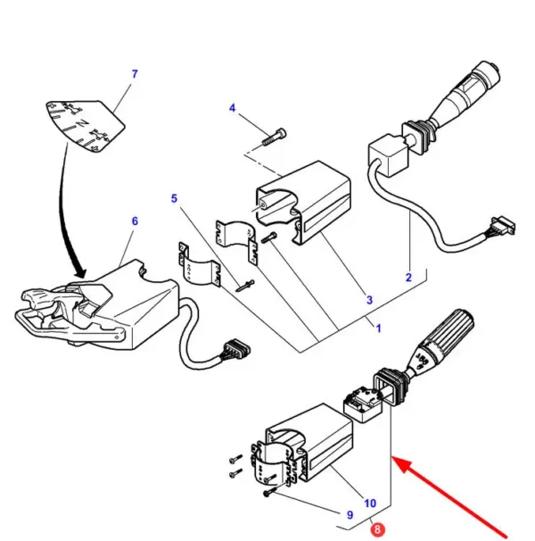 Oryginalny przełącznik o numerze katalogowym ACW0189480, stosowany w ciągnikach rolniczych marki Massey Ferguson schemat.