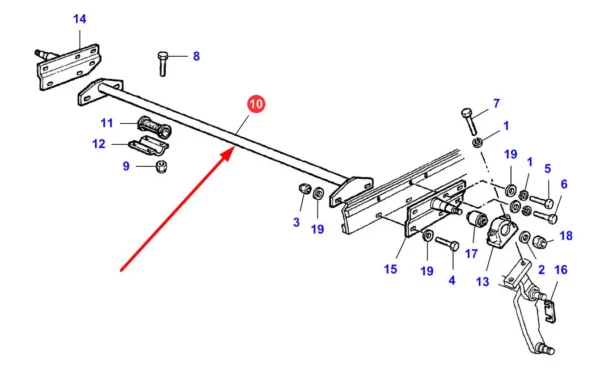 Oryginalny wspornik podsiewacza o numerze katalogowym ACW3675400, stosowany w kombajnach zbożowych marki Massey Ferguson, Laverda oraz Fendt schemat