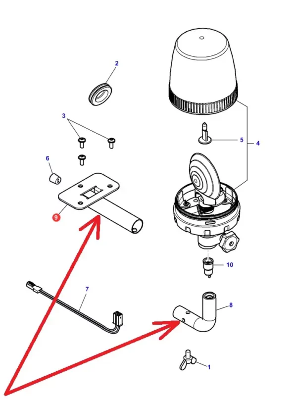 Oryginalne mocowanie lampy ostrzegawczej o numerze katalogowym ACW3828990, stosowane w ciągnikach rolniczych marek Massey Ferguson, Valtra schemat.