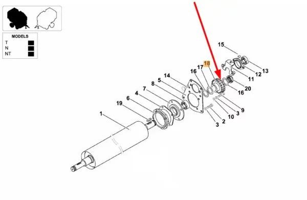 Oryginalne loło zębate walca rolującego o numerze katalogowym BG3902844, stosowana w prasach marki Fendt oraz Massey Ferguson.