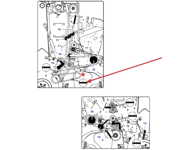 Oryginalny łańcuch o numerze katalogowym BG8862425, stosowany w prasach zwijających marek Masey Ferguson, Fendt i Kverneland. schemat