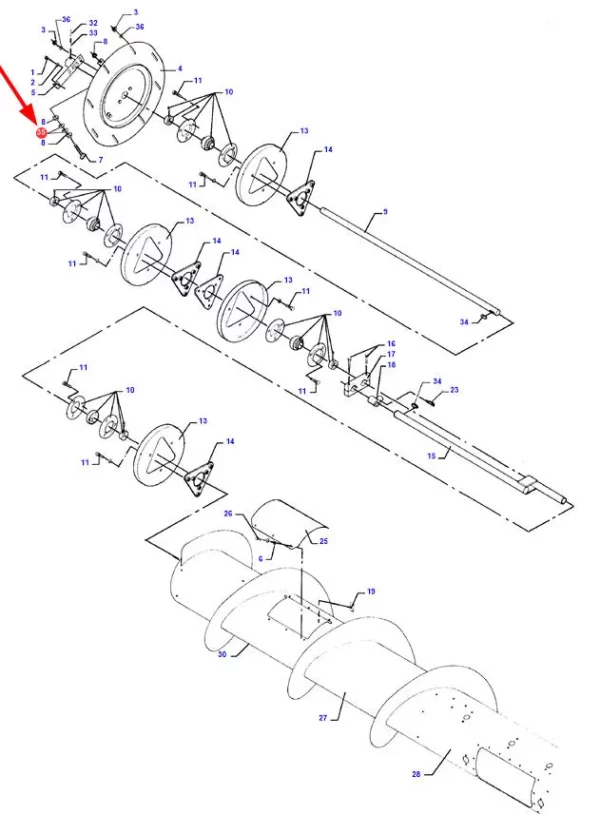 Oryginalna podkładka dystansowa o wymiarach 10.5 x 21 x 2 mm, i numerze katalogowym D20400471, stosowana w maszynach rolniczych marek Challenger, Fendt, Laverda i Massey Ferguson.-schemat