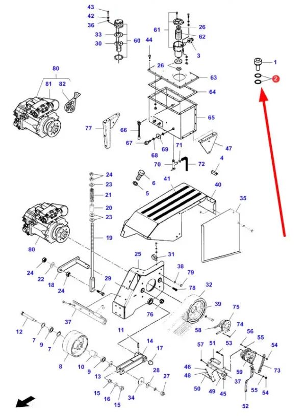 Oryginalna uszczelka stosowana w przekładni hydrostatycznej kombajnów zbożowych marki Massey Ferguson i Fendt schemat.