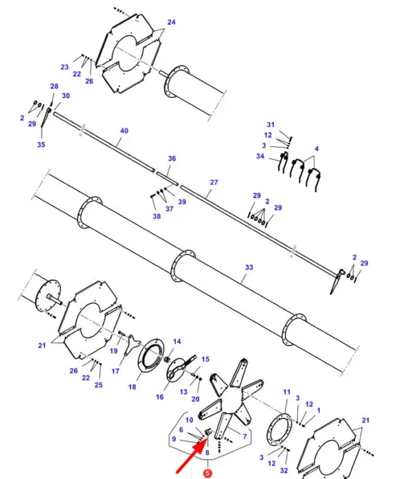 Oryginalne ramię łożyska hederu o numerze katalogowym stosowane w hederach marek Challenger, Fendt oraz Massey Ferguson schemat.