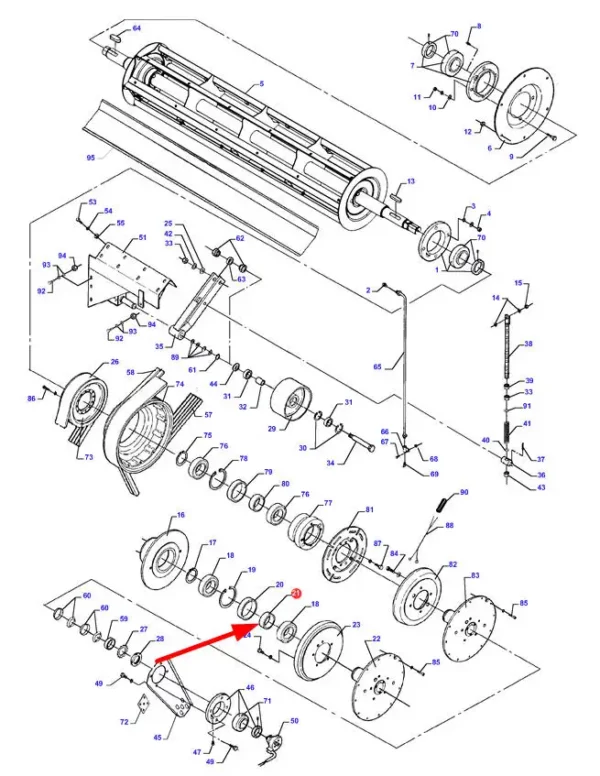 Oryginalna tuleja tylnego ubijaka o numerye katalogowzm D28380043, stosowana w masyznach rolnicyzch marek Challenger, Fendt oraz Massey Ferguson schemat.