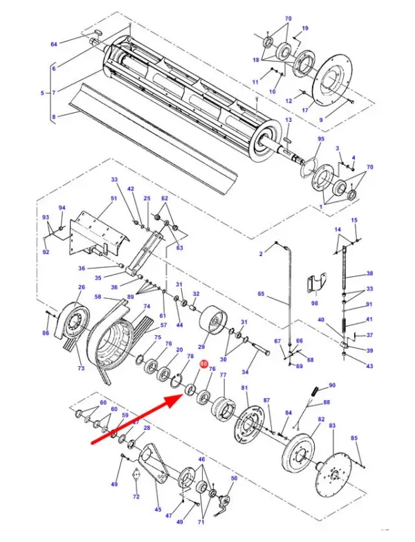 Oryginalny pierścień dystansowy piasty elektromagnesu o numerze katalogowym D28380658, stosowany w kombajnach zbożowych marek Challenger, Fendt oraz Massey Ferguson schemat.