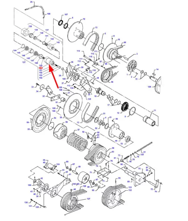 Oryginalna śruba cylindra wariatora o numerze katalogowym D28382049, stosowany w kombajnach zbożowych marek Challenger, Fendt oraz Massey Ferguson schemat.