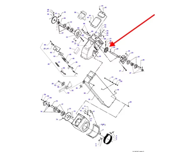 Oryginalne koło zębate koło zębate Z9, stosowane w kombajnach zbożowych marek Fendt, Massey Ferguson oraz Challenger. schemat