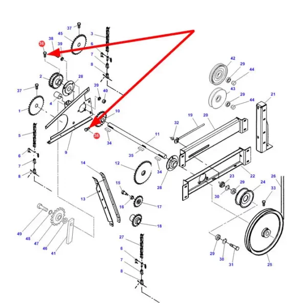 Oryginalna śruba mocowania koła zębatego o numerze katalogowym D40466900, stosowana w kombajnach zbozowych marki Fendt oraz Massey Ferguson schemat.