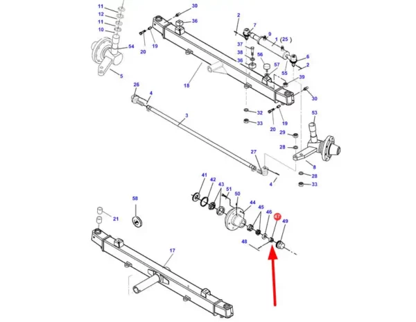 Oryginalna nakrętka koronowa piasty tylnego koła, stosowana w kombajnach zbożowych marek Challenger, Fendt i Massey Ferguson schemat