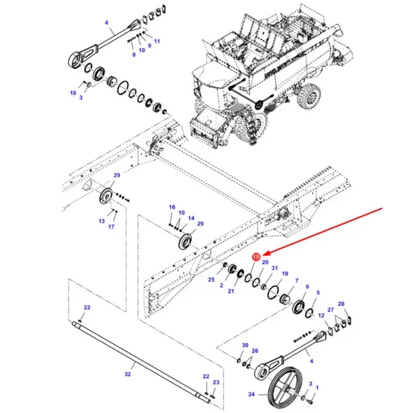 Oryginalna podkładka dystansowa o numerze katalogowym D41679500, stosowana w kombajnach zbożowych marek Massey Ferguson, Fendt oraz Challenger.-schemat