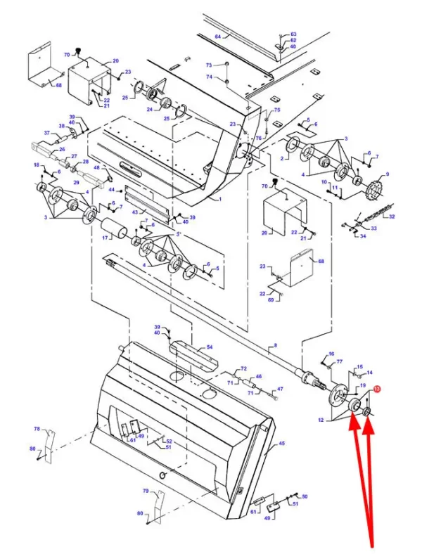 Oryginalne łożysko z  pierścieniem zaciskowym, o wymiarach 50 x 90 x 62,7, stosowane w kombajnach zbożowych marki Massey Ferguson i Fendt schemat.