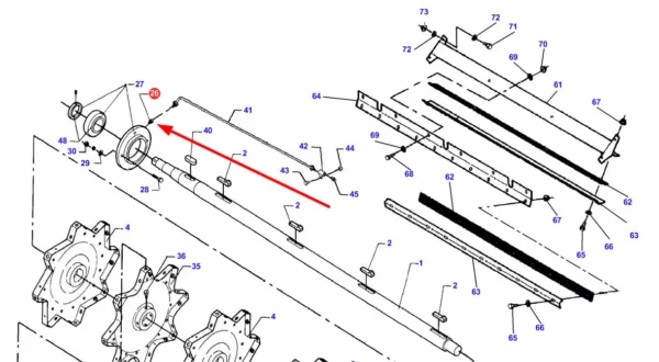 Oryginalna nakrętka przelotowa, stosowana do mocowania rury centralnego układu smarowania, montowana w kombajnach zbożowych marek Challenger, Fendt i Massey Ferguson schemat