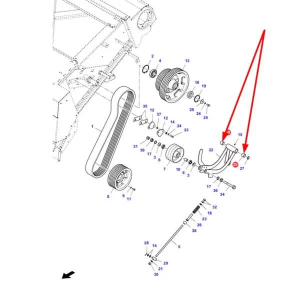 Oryginalna tuleja koła pasowego o numerze katalogowym D43367000, stosowana w kombajnach zbożowych marki Fendt oraz Massey Ferguson schemat.