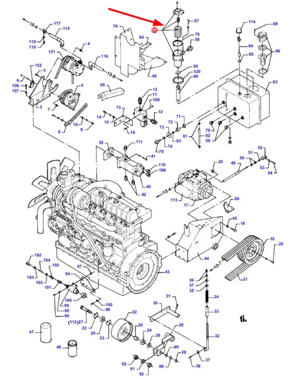 Oryginalny filtr oleju hydrauliki kompletny o numerze D45146400, stosowany w kombajnach zbożowych marki Massey Ferguson.