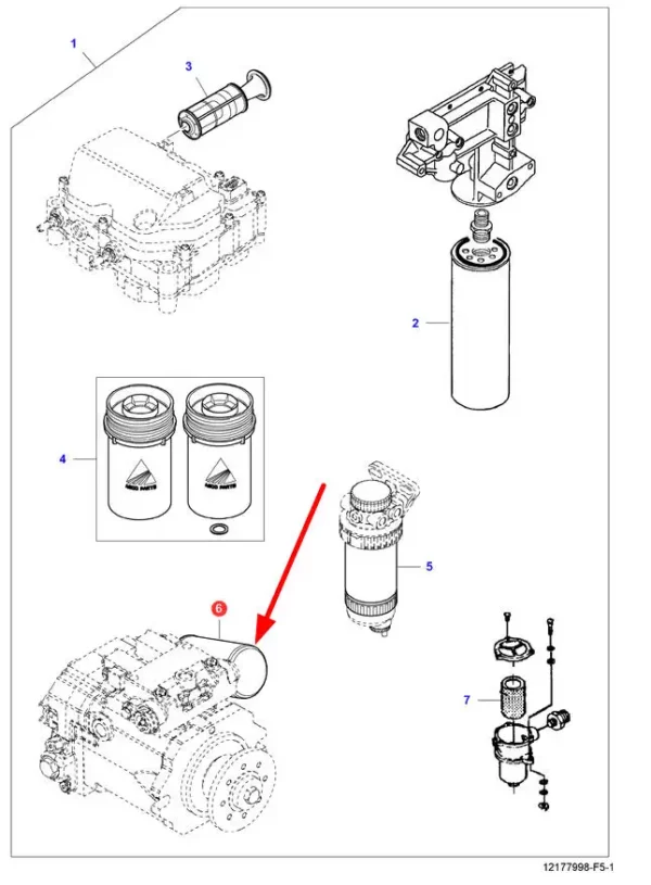 Oryginalny filtr oleju hydrauliki, stosowany w maszynach rolniczych marki Massey Ferguson.