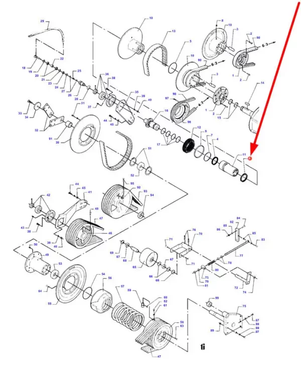 Oryginalny pierścień uszczelniający cylindra wariatora o numerze katalogowym D45402800, stosowany w kombajnach zbożowych marki Massey Ferguson schemat.