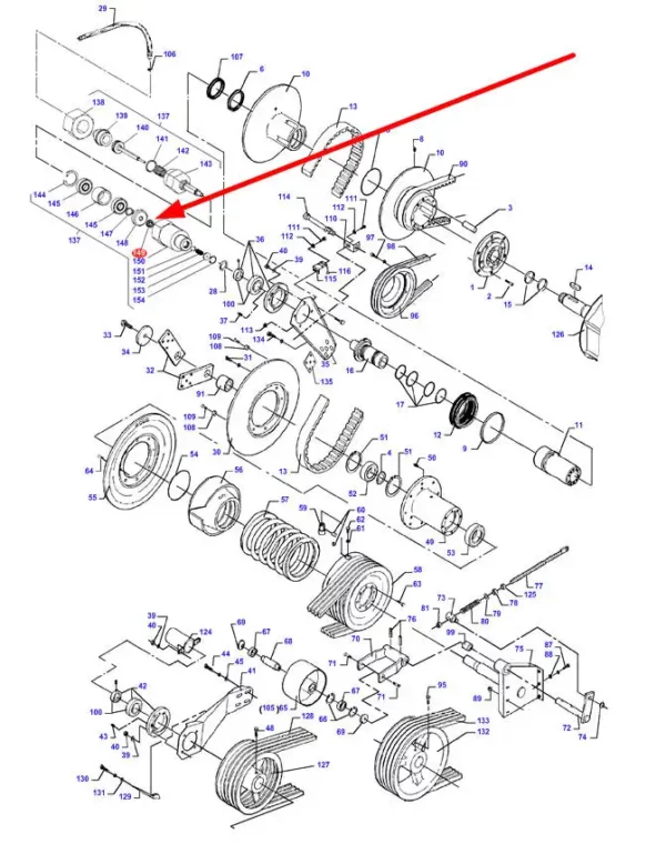 Oryginalny uszczelniacz o numerze katalogowym D45404300, stosowany w kombajnach zbożowych marki Massey Ferguson, Challenger oraz Fendt schemat.