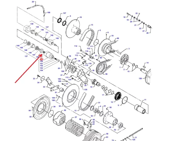 Oryginalny uszczelniacz wariatora o numerze katalogowym D45404300, stosowany w kombajnach zbożowych marek Massey Ferguson, Fendt i Challenger. schemat