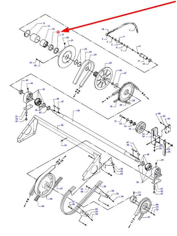 Oryginalny pierścień uszczelniający wariatora o numerze katalogowym D45411000, stosowany w kombajnach zbożowych marki Massey Ferguson schemat.