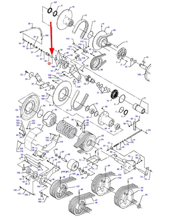 Oryginalna podkładka metalowo-gumowa o wymiarze 3/4" i numerze katalogowym D45420100, stosowana w kombajnach zbożowych marek Challenger, Fendt oraz Masssey Ferguson schemat.