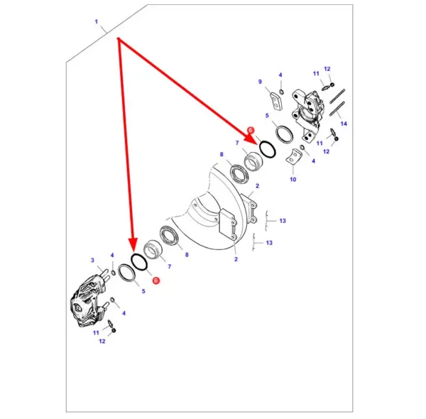 Oryginalny pierścień uszczelniający tłoka hamulcowego, stosowany w kombajnach zbożówych marek Challenger, Fendt i Massey Ferguson schemat
