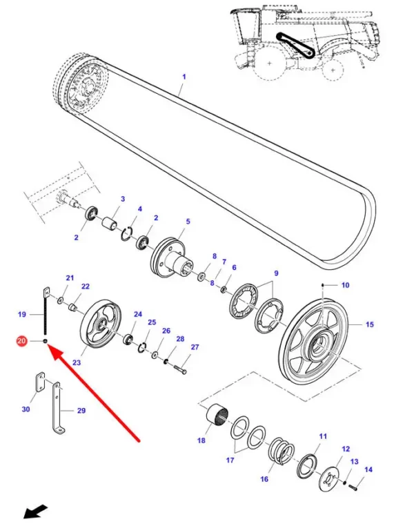 Oryginalna nakrętka o rozmiarze M12, stosowana w maszynach rolniczych marki Massey Ferguson, Challenger, Fendt, Laverda schemat