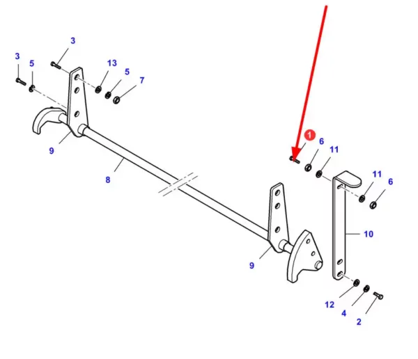 Oryginalna śruba o wymiarach M12 x 80, numerze katalogowym LA11113821, stosowana w kombajnach zbożowych marek Massey Ferguson, Fendt, Challenger i Laverda schemat.
