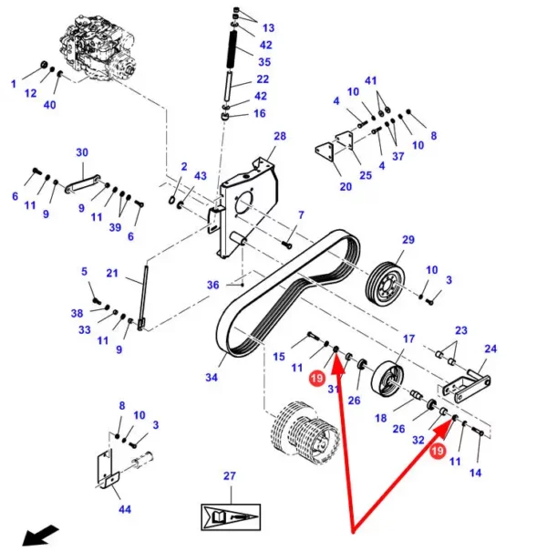 Oryginalna tuleja dystansowa o numerze katalogowym LA300134396, stosowana w kombajnach zbożowych marki Fendt oraz Massey Ferguson schemat.