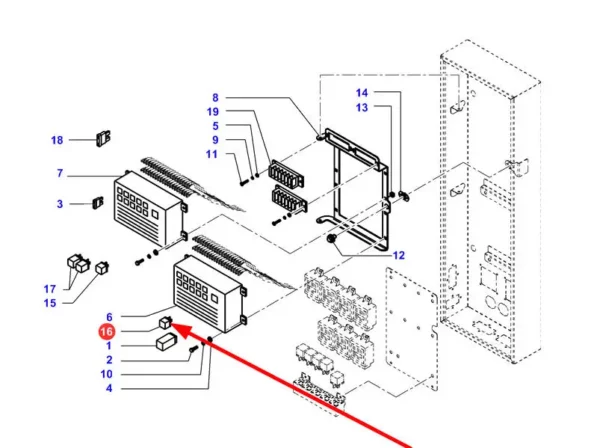 Oryginalny przekaźnik elektryczny o numerze katalogowym LA321908650, stosowany w kombajnach zbozowych marki Fendt oraz Massey Ferguson.